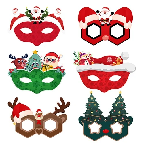 Yılbaşı Kağıt Maske 6 Adet 6 Model