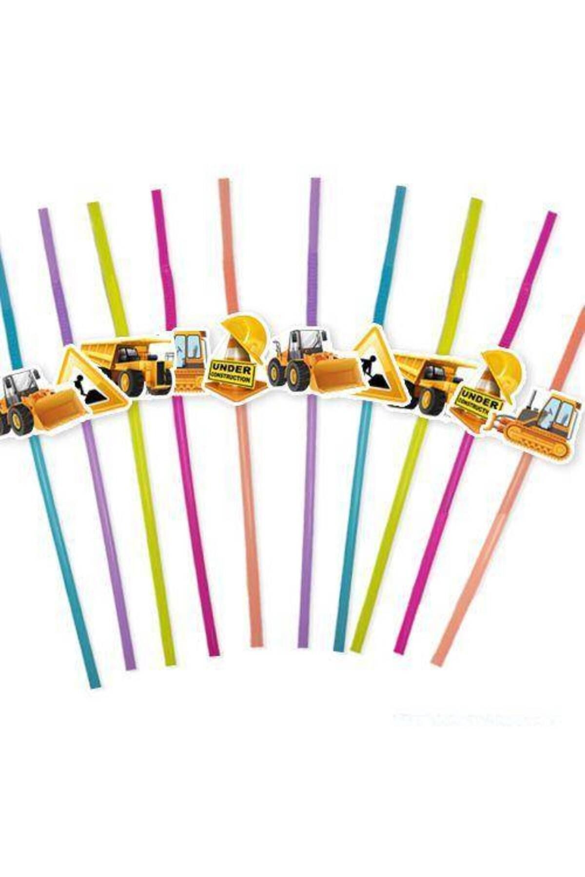 İnşaat Temalı Artistik Pipet (10 ADET)