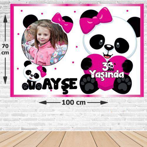 Panda Doğum Günü Parti Afişi Kız 70*100 cm