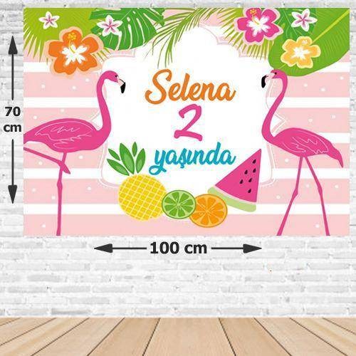 Flamingo Doğum Günü Parti Afişi 70*100 cm