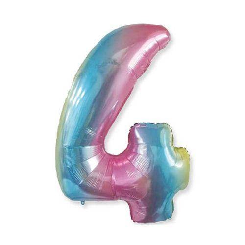 4 Rakam Folyo Balon Rainbow 76x60 cm