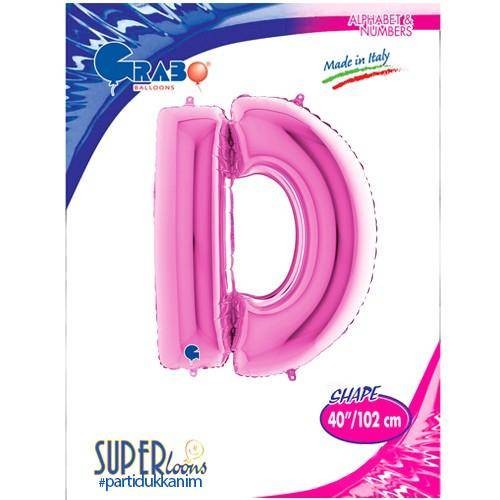 D - Harf Folyo Balon Pembe (100 cm)