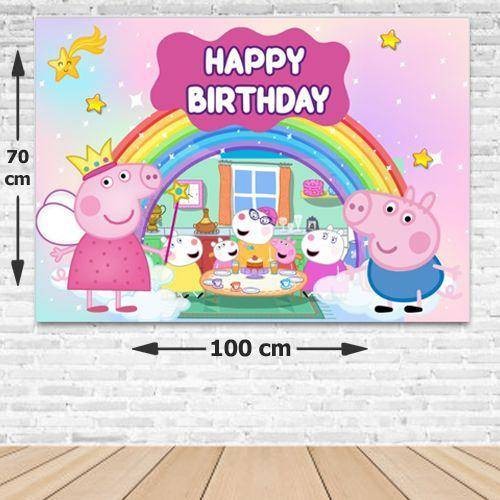 Peppa Pig Doğum Günü Afişi Fotosuz 70*100 cm