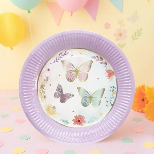 Kelebek Temalı 8'li Karton Tabak 