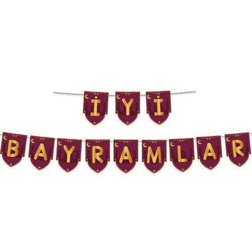İyi Bayramlar Yazısı Bordo Gold 160 cm