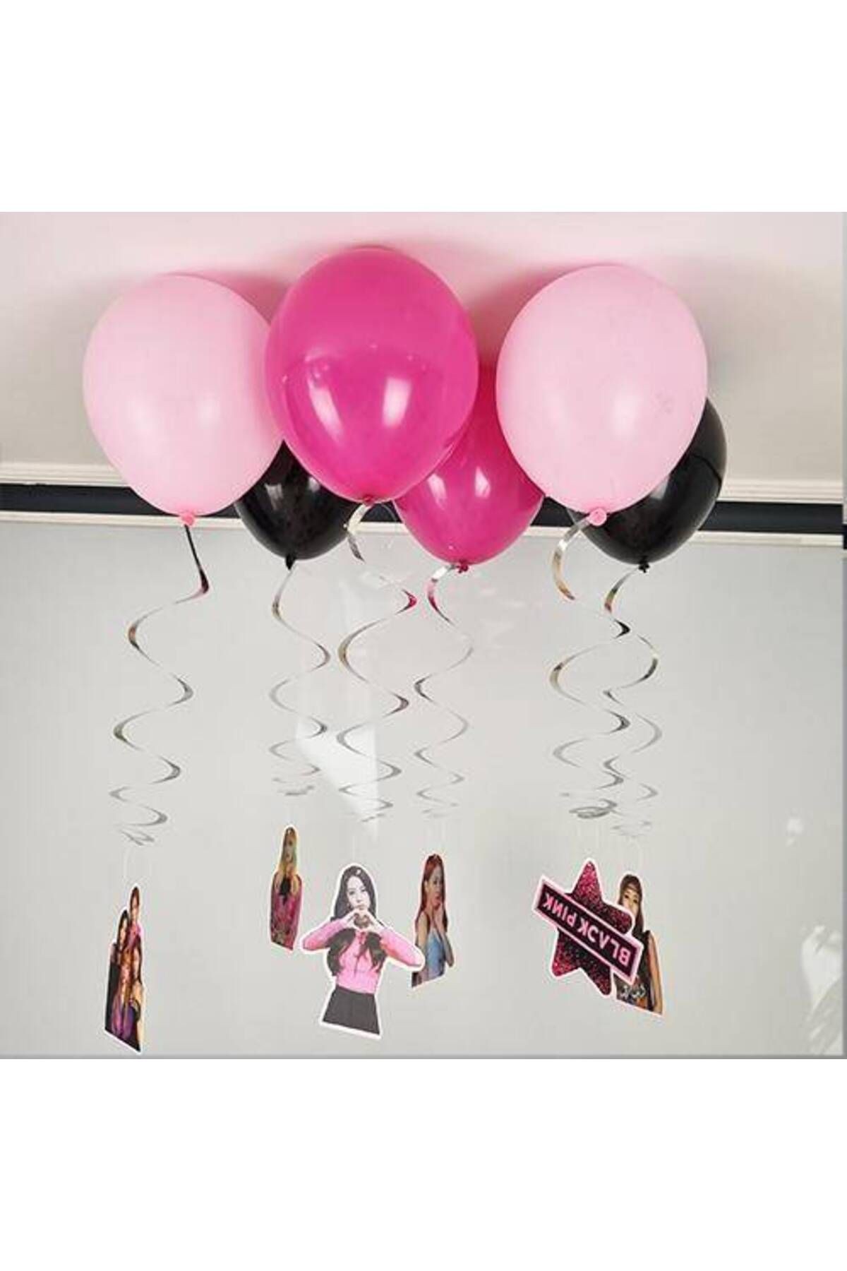 Black Pink Balonlu Tavan Süsü 6'lı