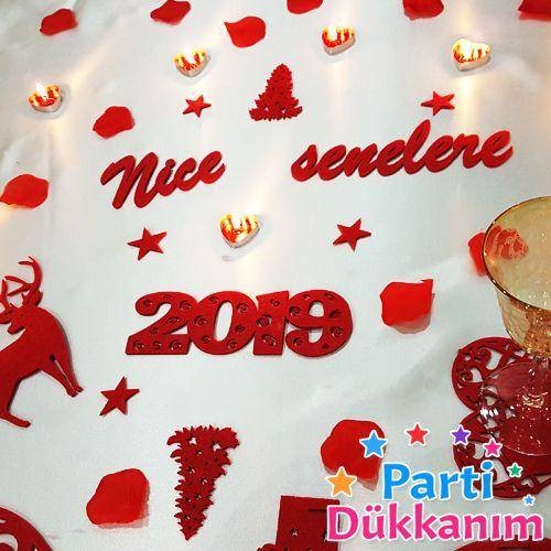 2021 Sevgiliye Sürpriz Yılbaşı Masa Süsleme Seti Keçeden