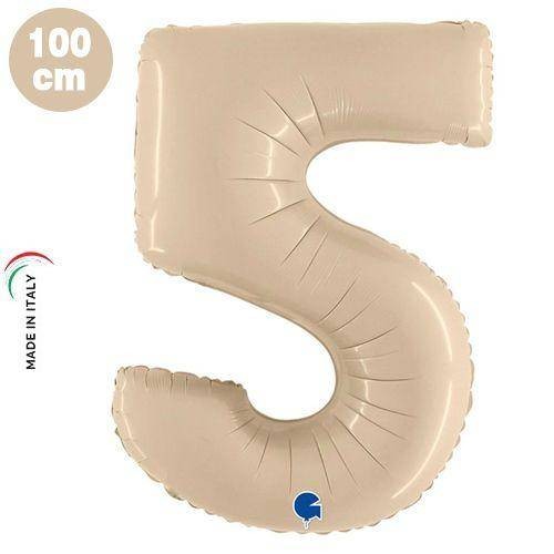 5 Rakam Folyo Balon Satin Krem (100x70 cm)