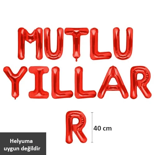 Kırmızı Mutlu Yıllar Folyo Balon Seti