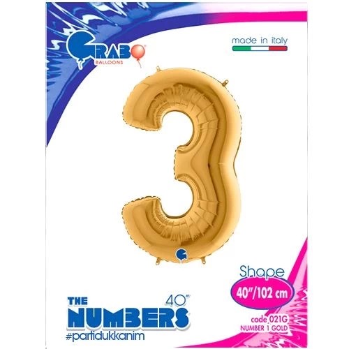 Gold 100 cm 3 Rakam Folyo Balon