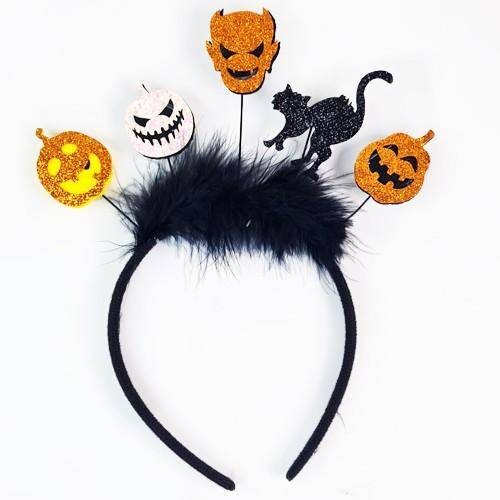 Halloween Simli Balkabağı Kedili Taç