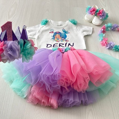 Deniz Kızı Konsept 1 Yaş Kız Bebek Tütü Takım