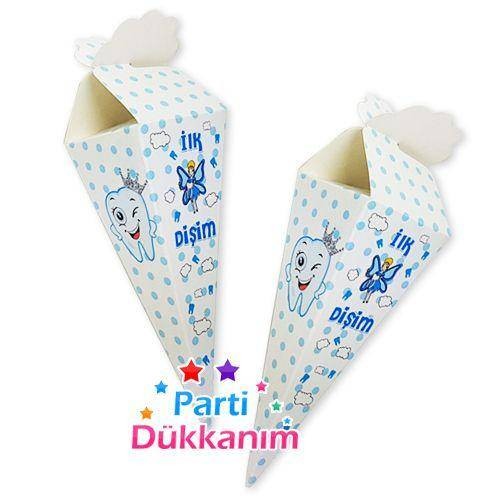 Diş Buğdayı Şeker, Lokum Külahı Mavi (50 adet)