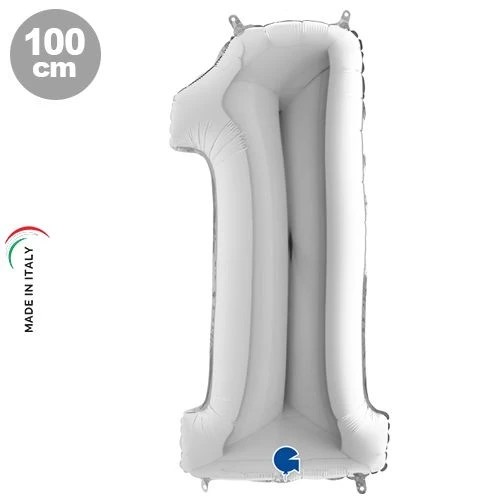 Gümüş 100 cm 1 Rakam Folyo Balon