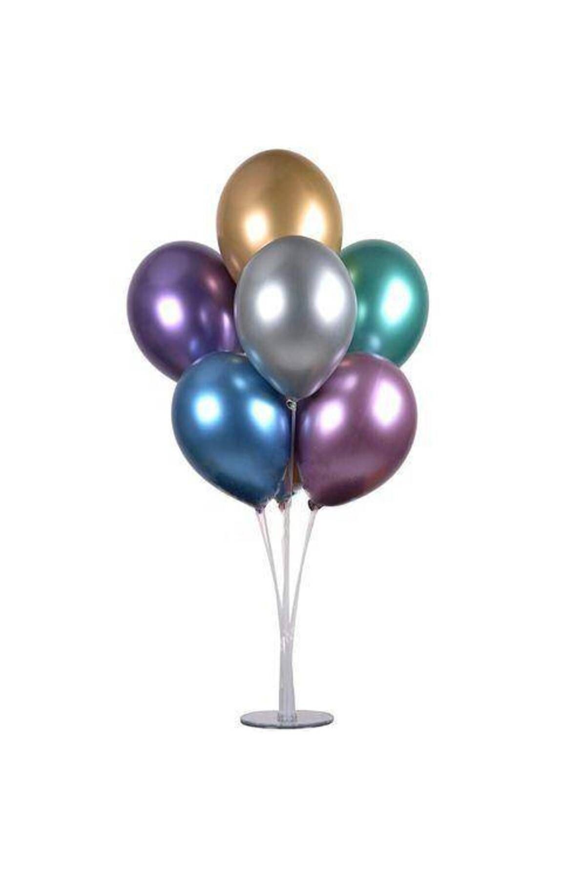 Metalik Balonlu Balon Standı 10'lu