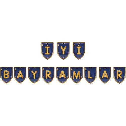 İyi Bayramlar Yazısı Mavi Gold 160 cm