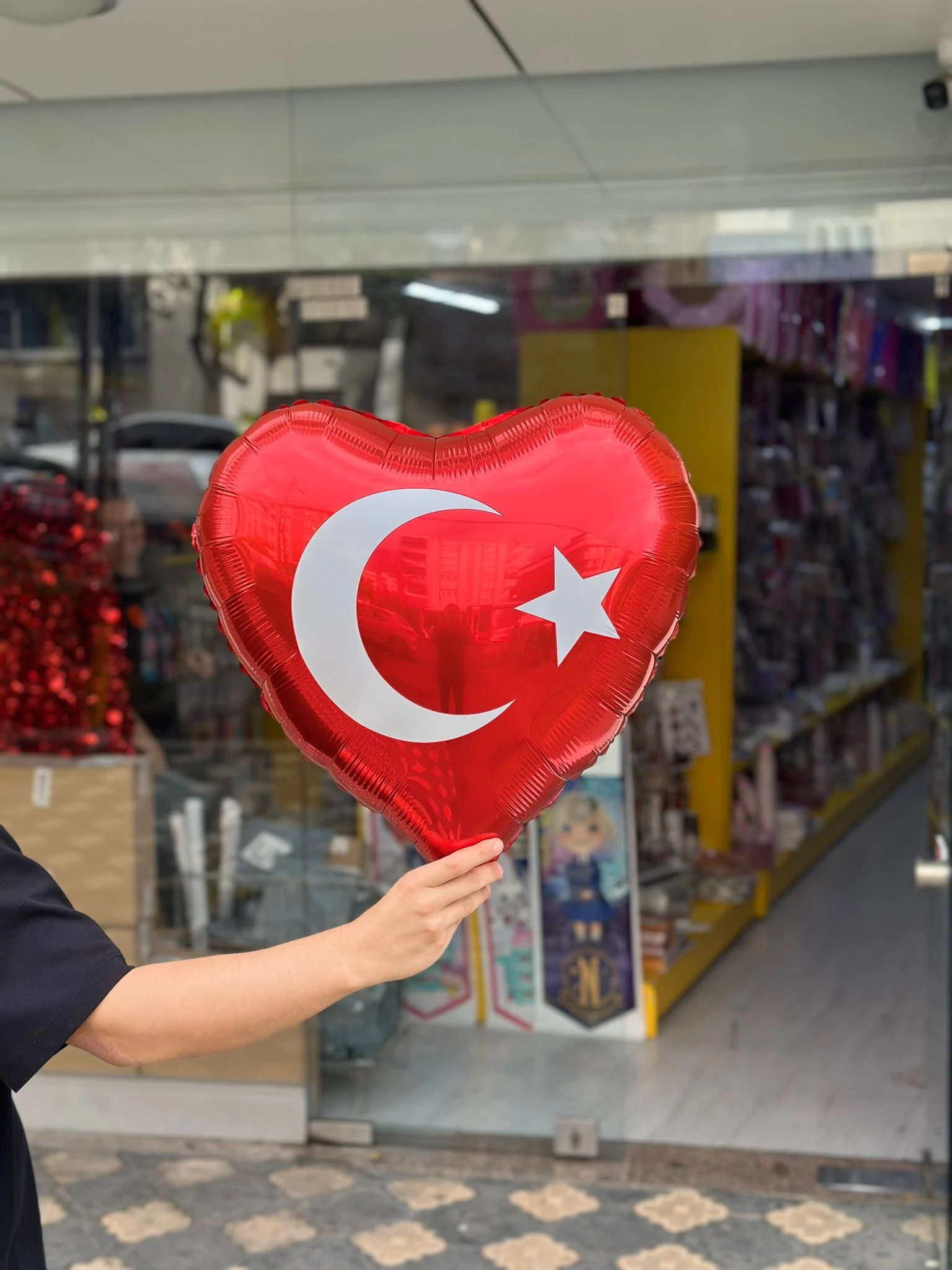 Türk Bayraklı Kalp Folyo Balon