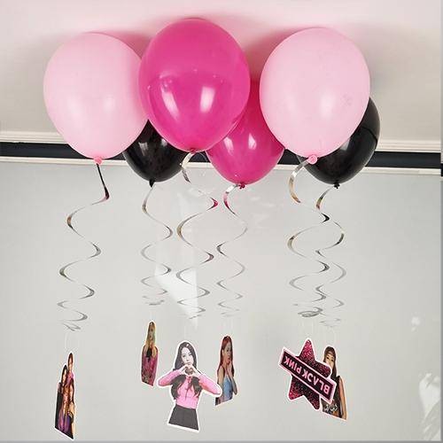 Black Pink Balonlu Tavan Süsü 6'lı
