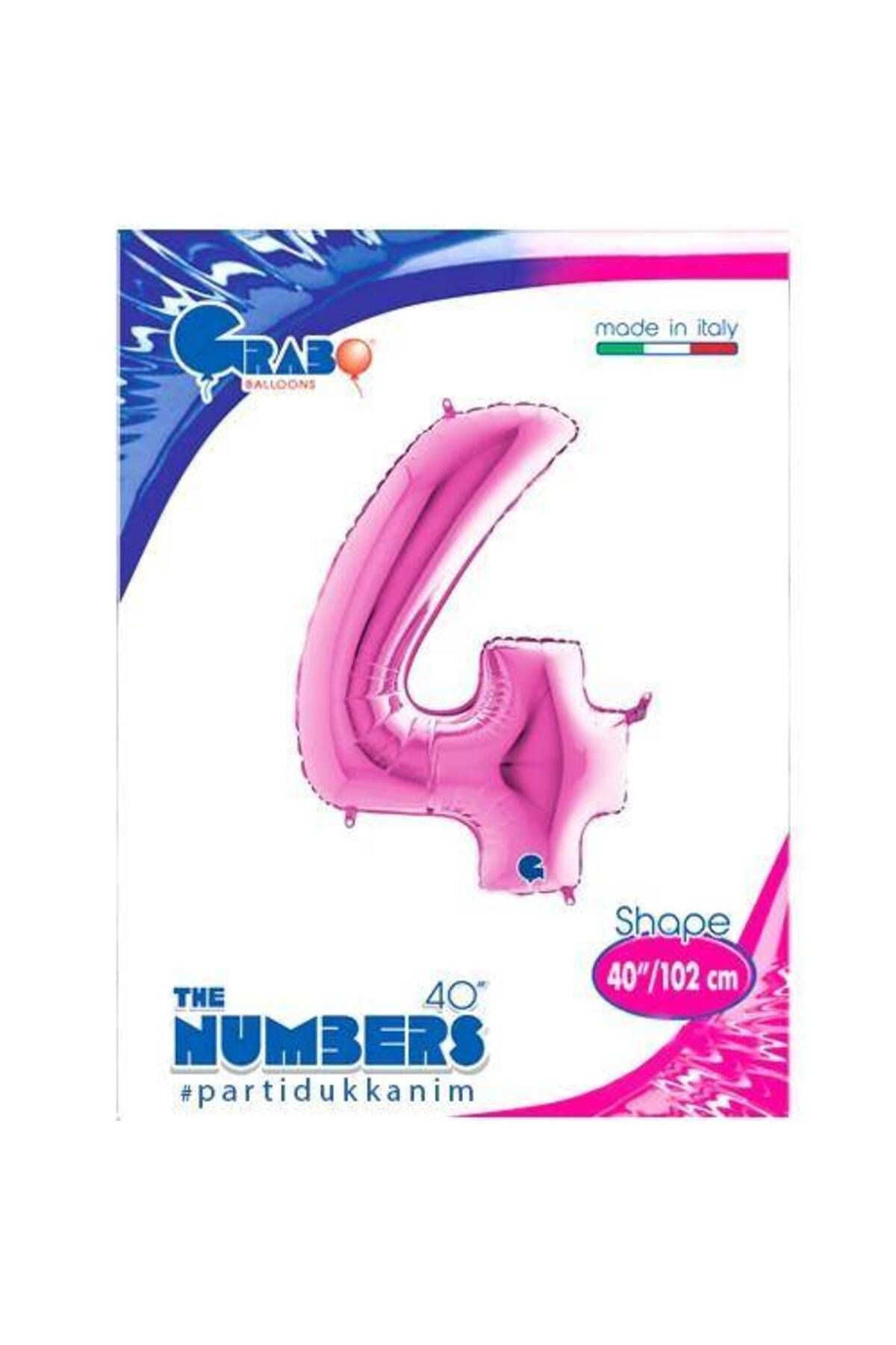 4 Rakam Folyo Balon Pembe (100 cm)