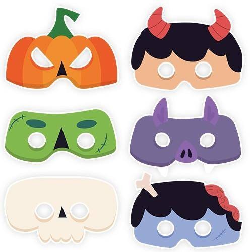 Halloween Cadılar Bayramı Kağıt Maske 6 Adet