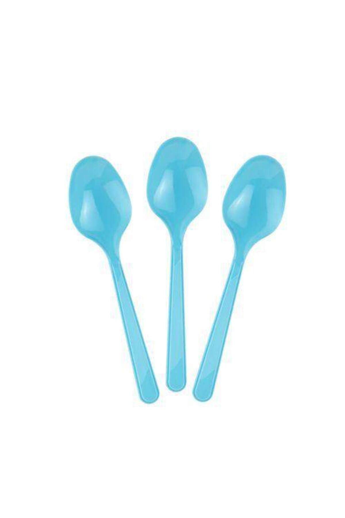 Açık Mavi Plastik Kaşık Lüks (25 ADET)