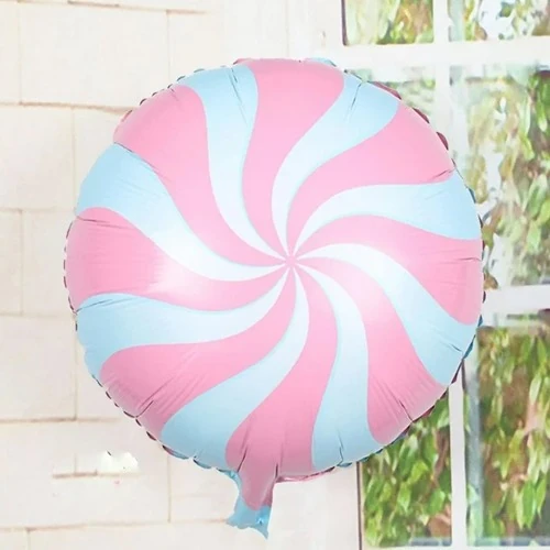 Pembe Mavi Spiral Şeker Folyo Balon 45 cm