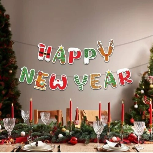 Happy New Year Yılbaşı Flama Banner Süsleme 2 m.