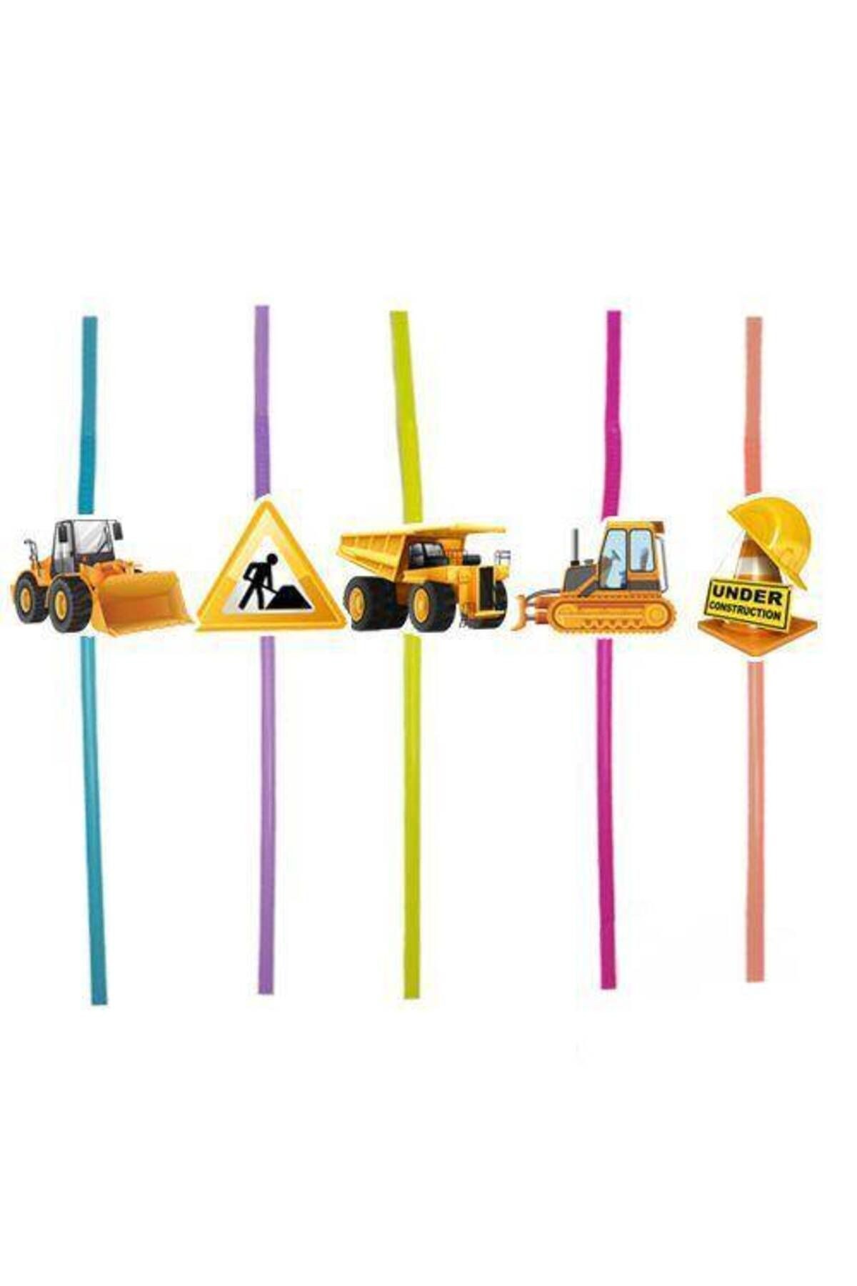 İnşaat Temalı Artistik Pipet (10 ADET)