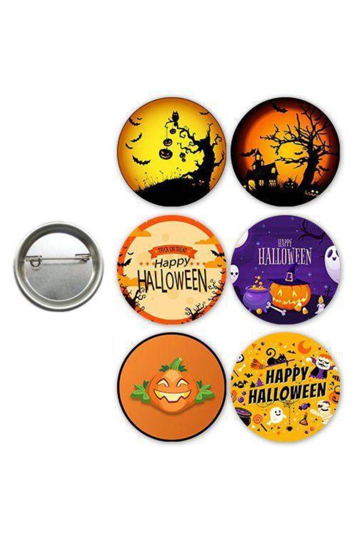 Halloween Cadılar Bayramı Hediyelik Parti Rozeti (6 Adet)