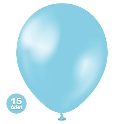 Açık Mavi Balon Metalik 15 Adet
