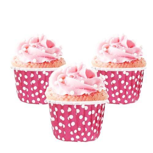 Fuşya Puantiyeli Muffin Kek Kapsülü (25 adet)
