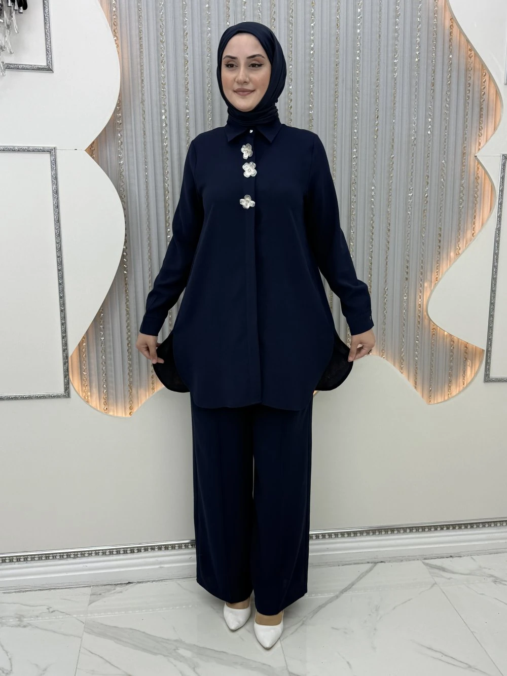 Menekşe Pantolonlu Takım