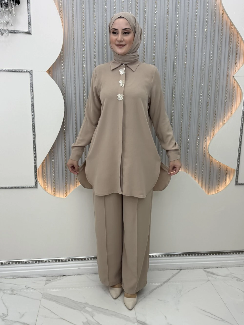 Menekşe Pantolonlu Takım