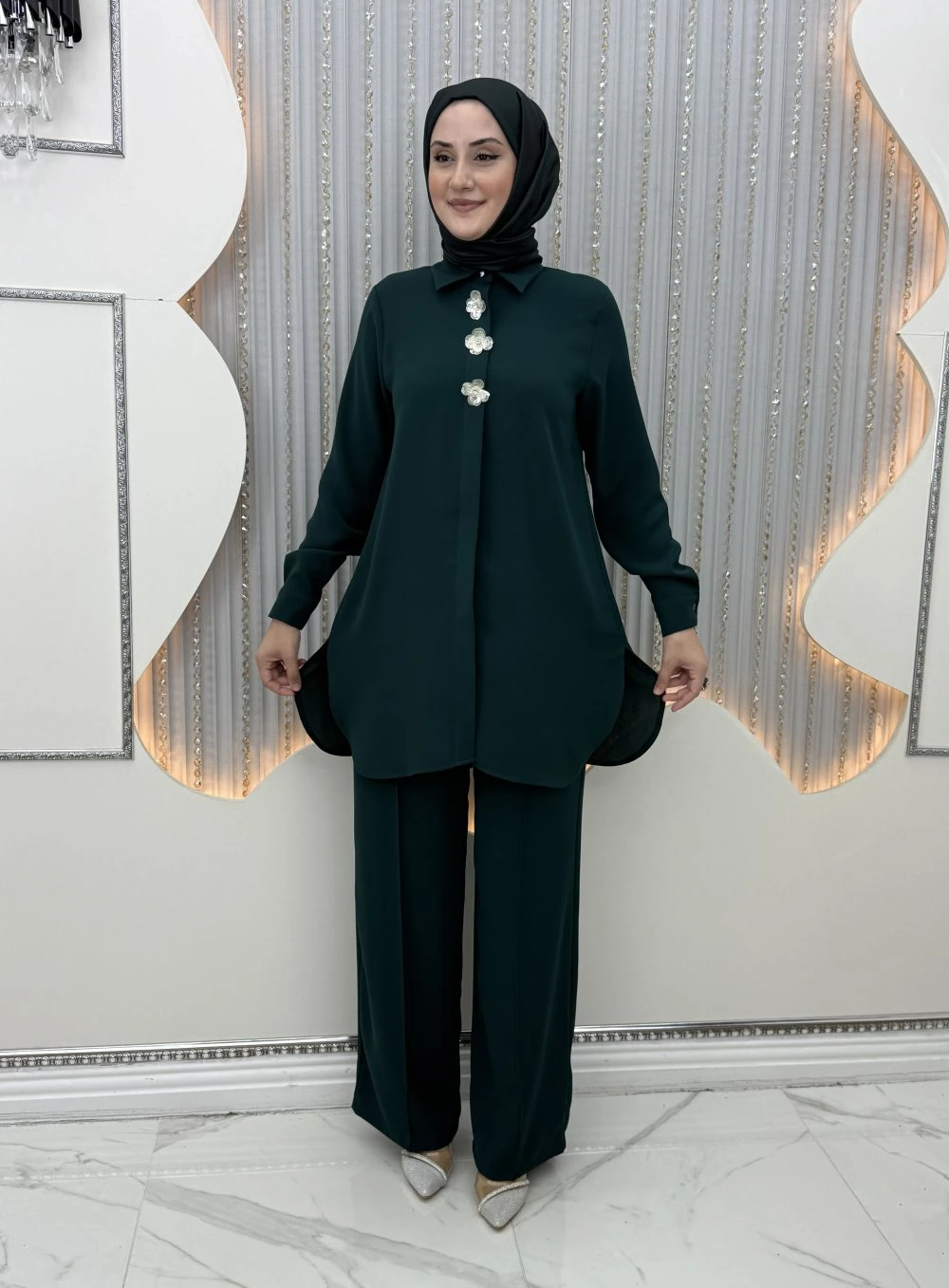 Menekşe Pantolonlu Takım