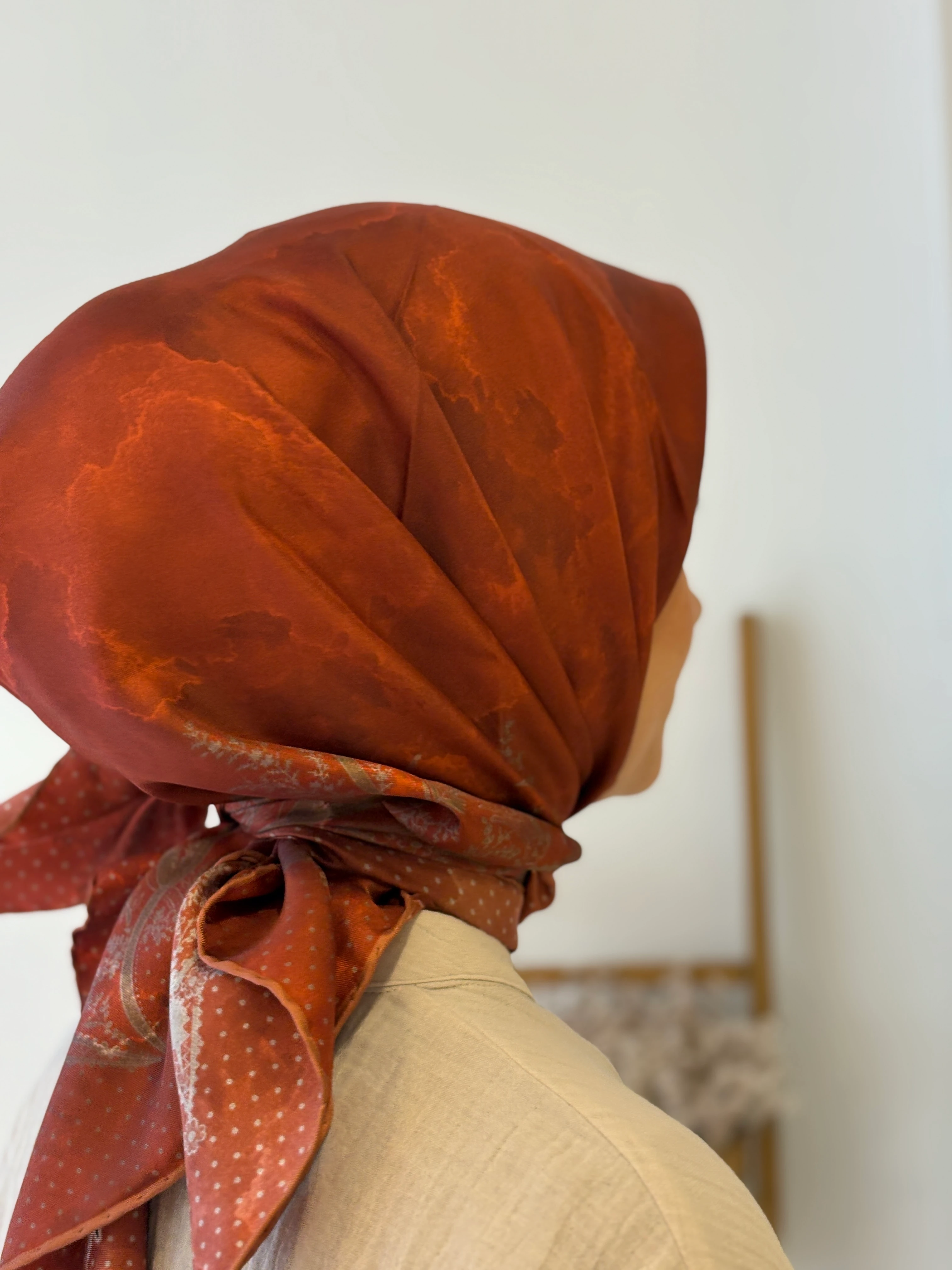 Levidor twill İpek Eşarp - Kiremit