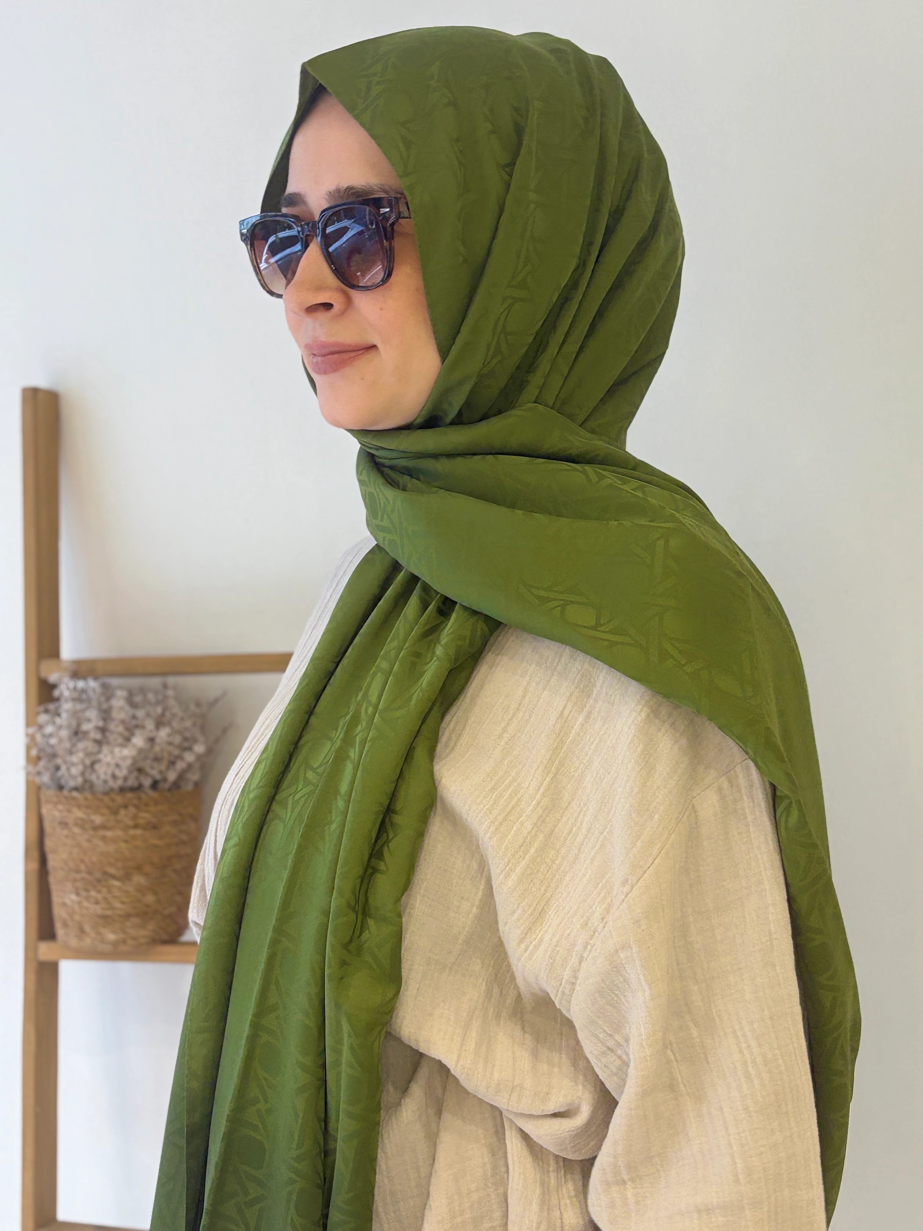 Silkhome Deluxe Şal - Açık Gri-Yeşil