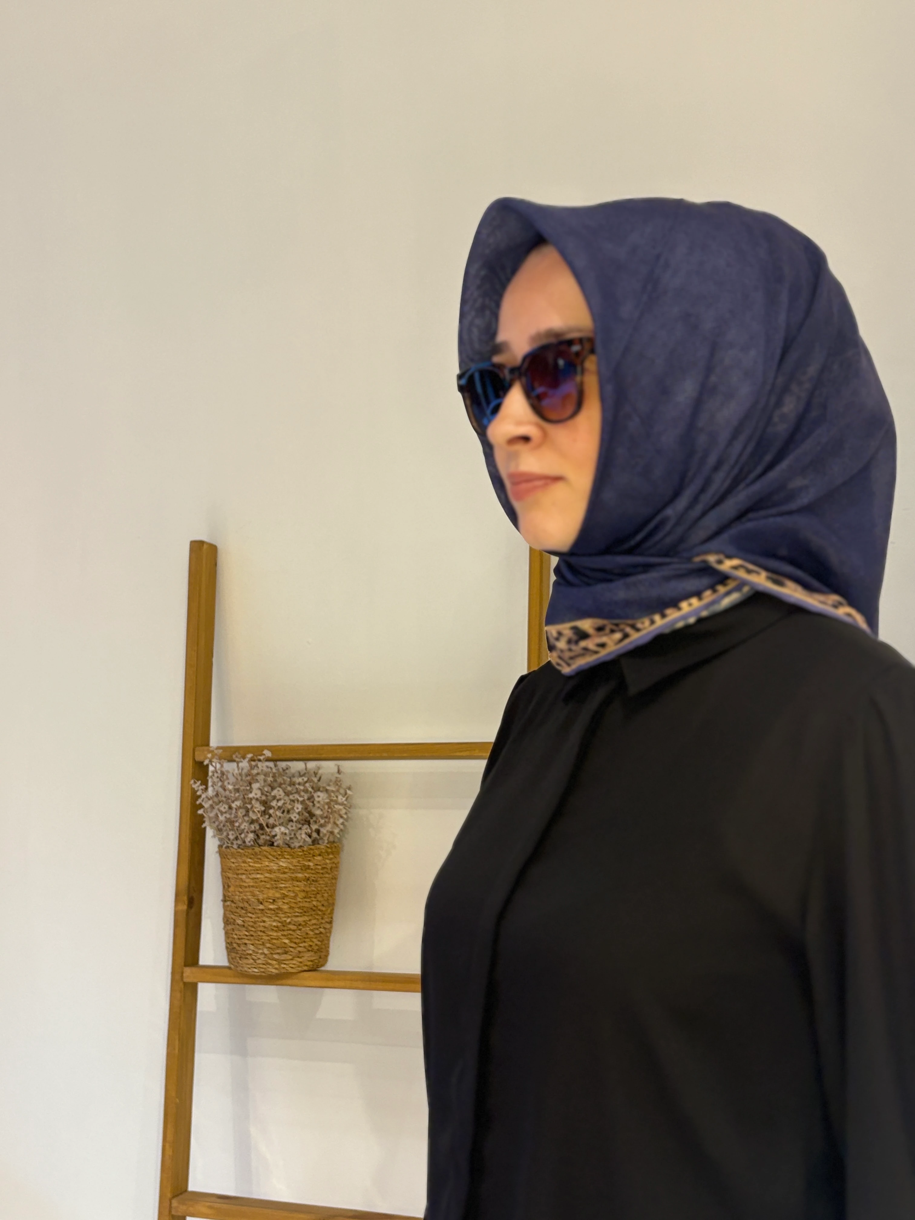 Locella Soft Eşarp - Lacivert leopar