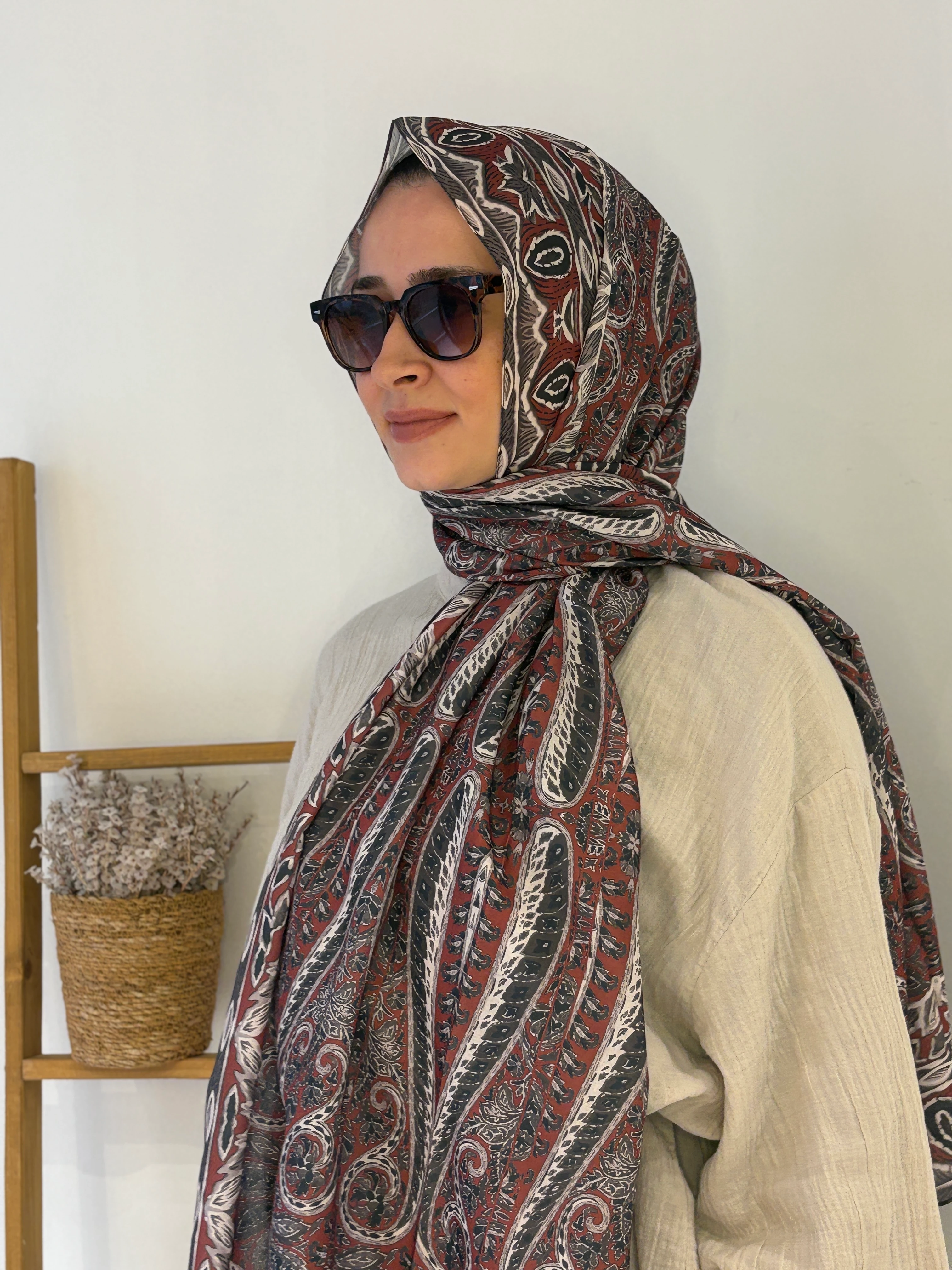 Locella Pamuk Vual  Şal - Bordo