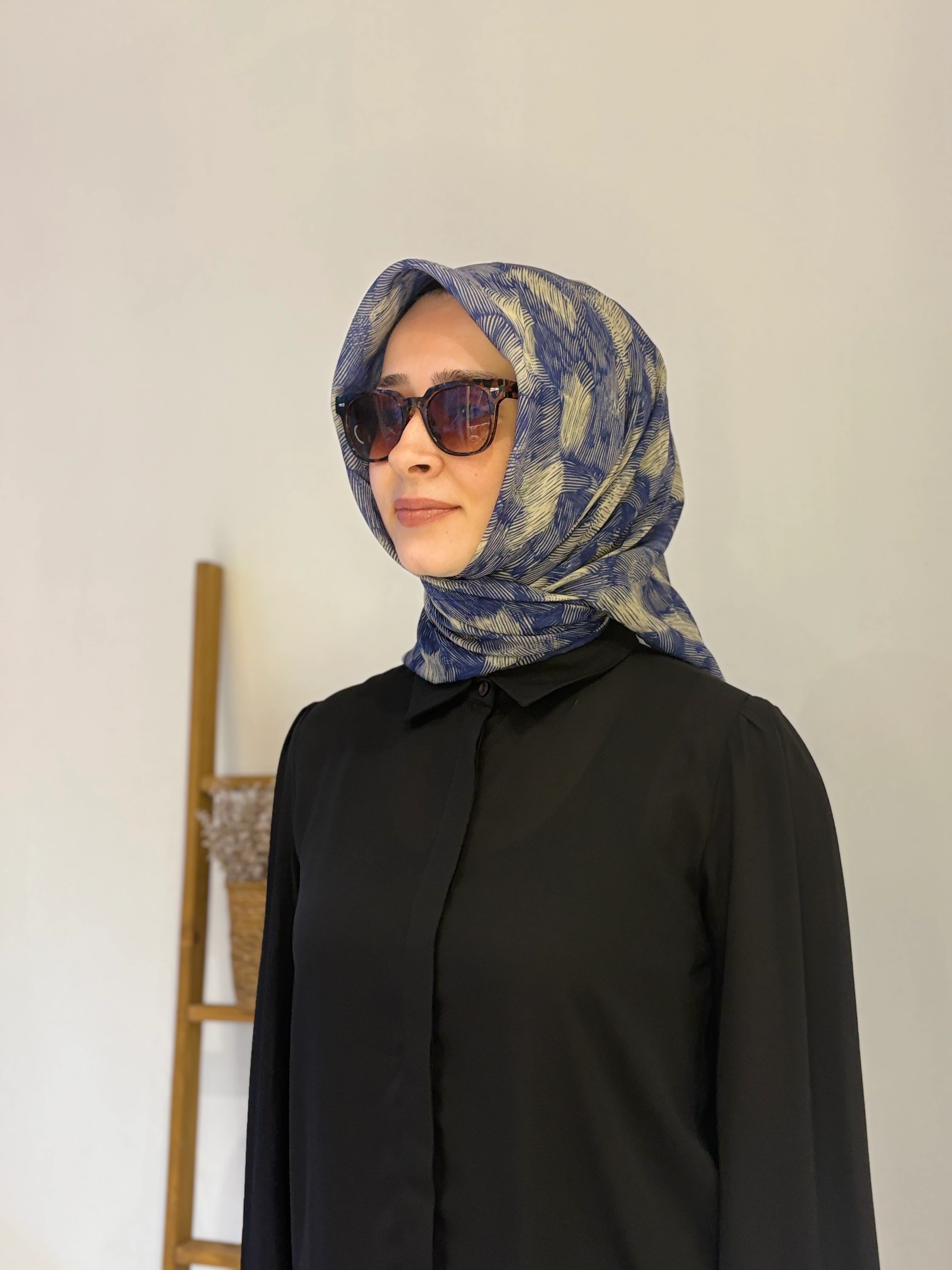 Locella Soft Eşarp - Lacivert-Bej