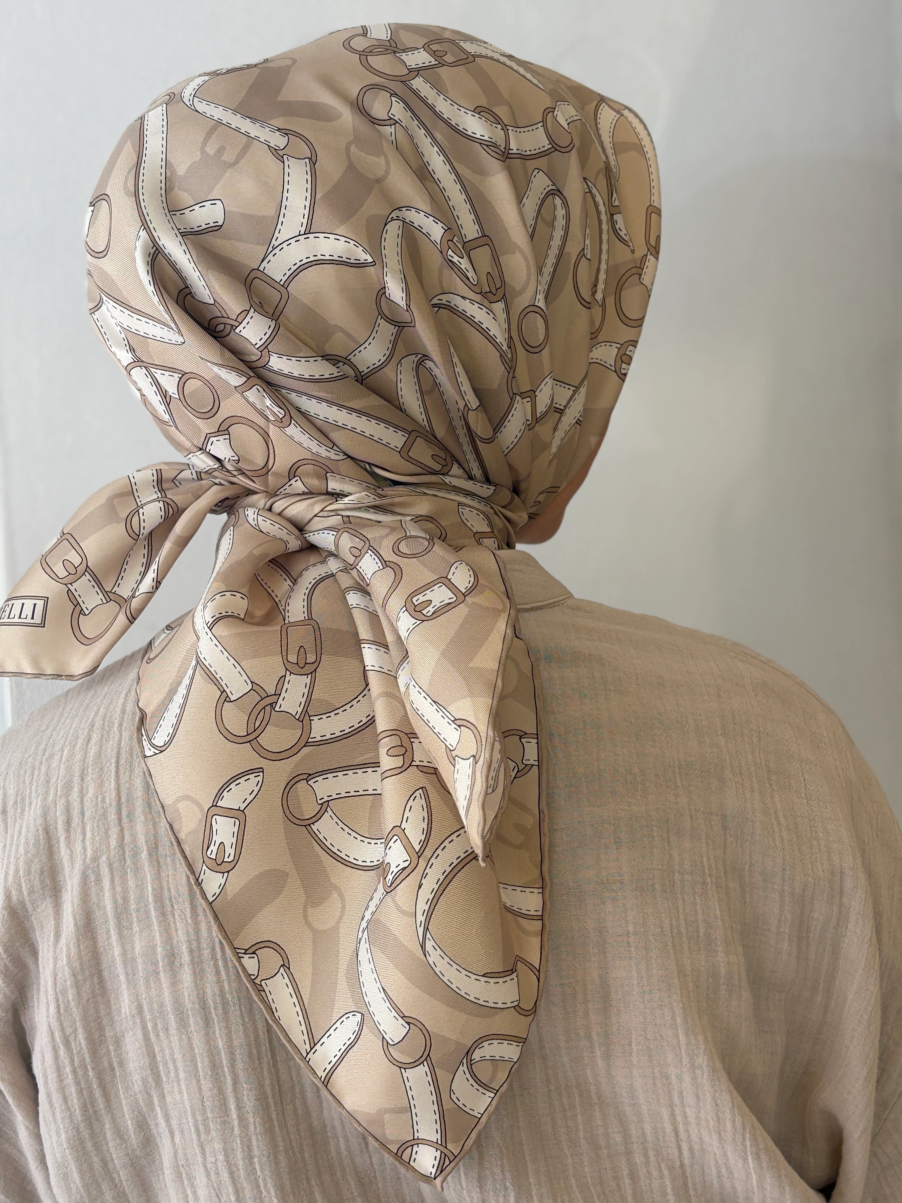 Belli Twill İpek Eşarp- 2025 Yaz - Bej