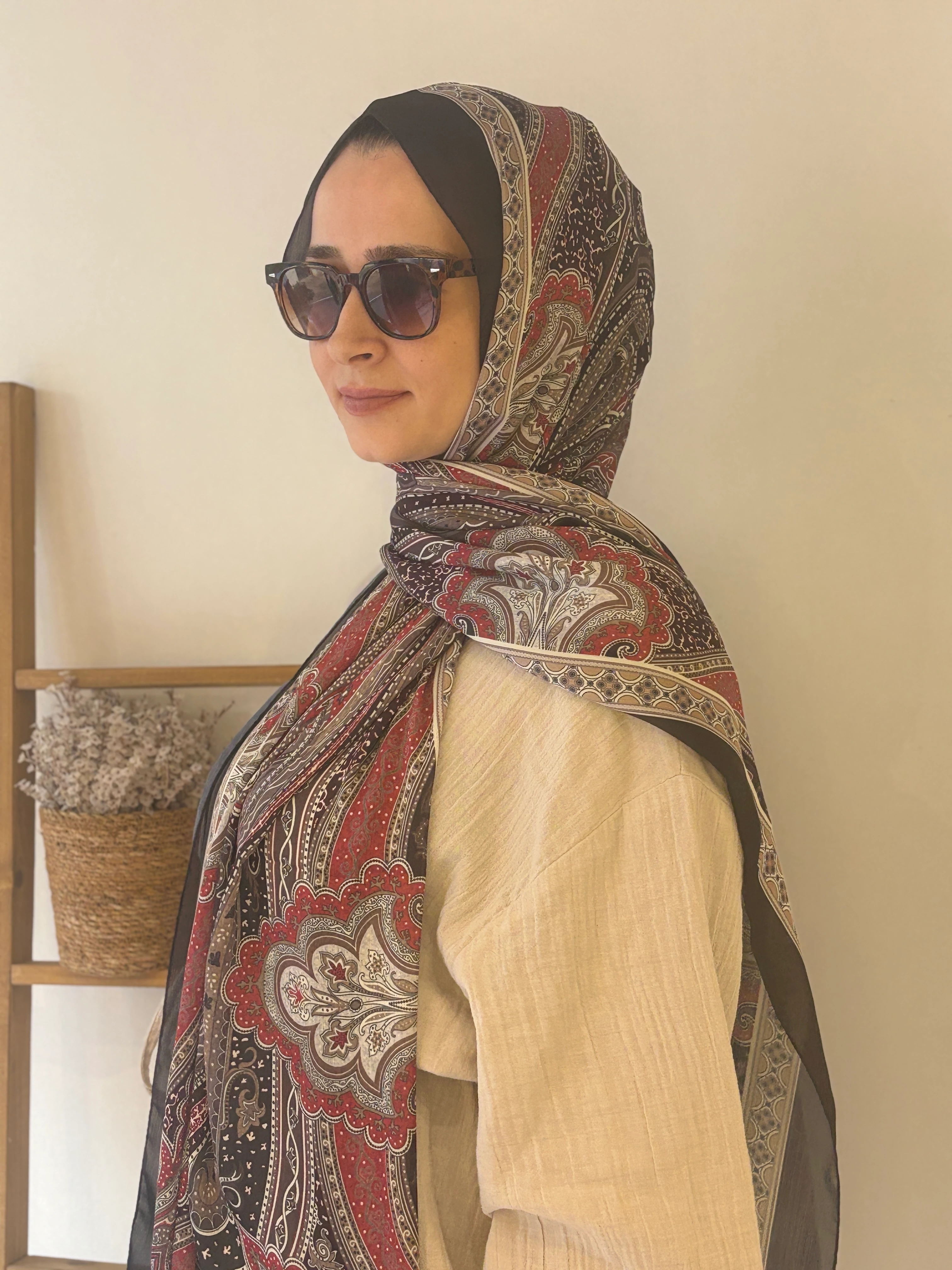 Five Brand Yoryo Şal - Siyah-Kırmızı