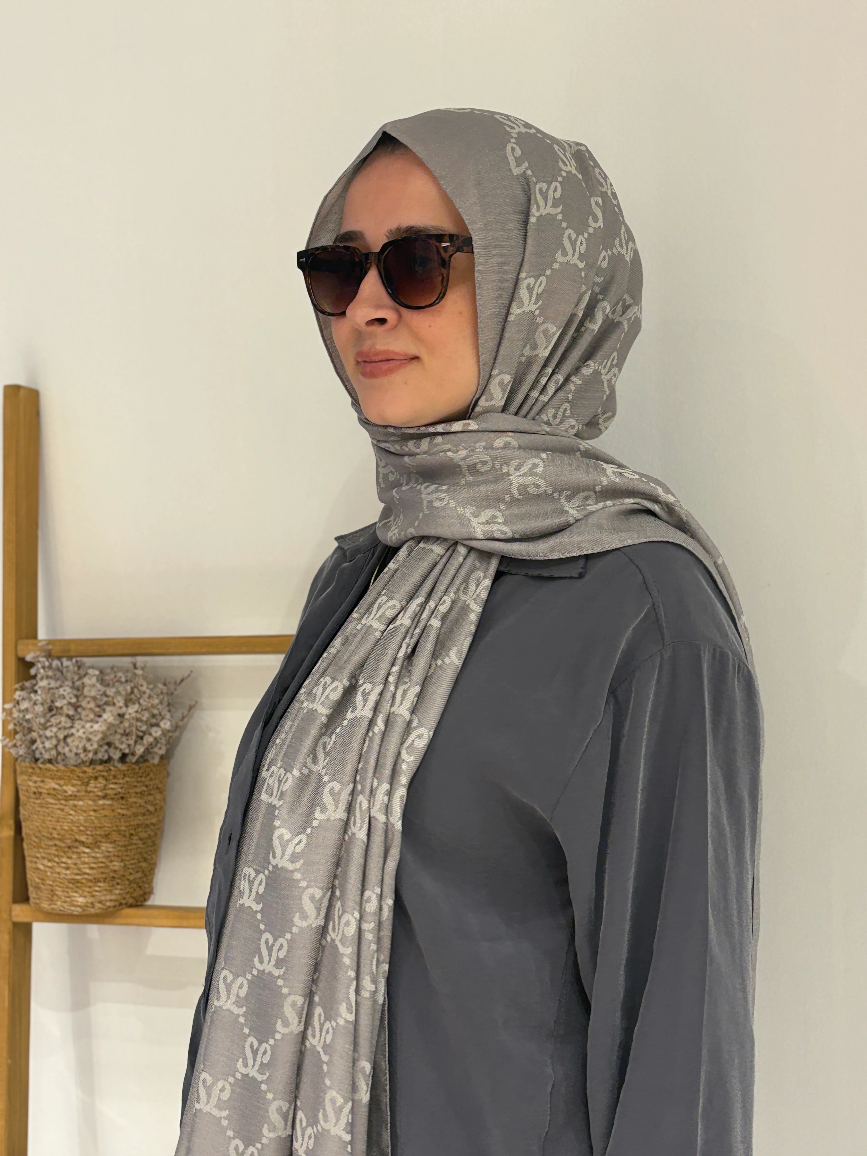 Şalland Yün Kaşmir Şal - Açık Gri