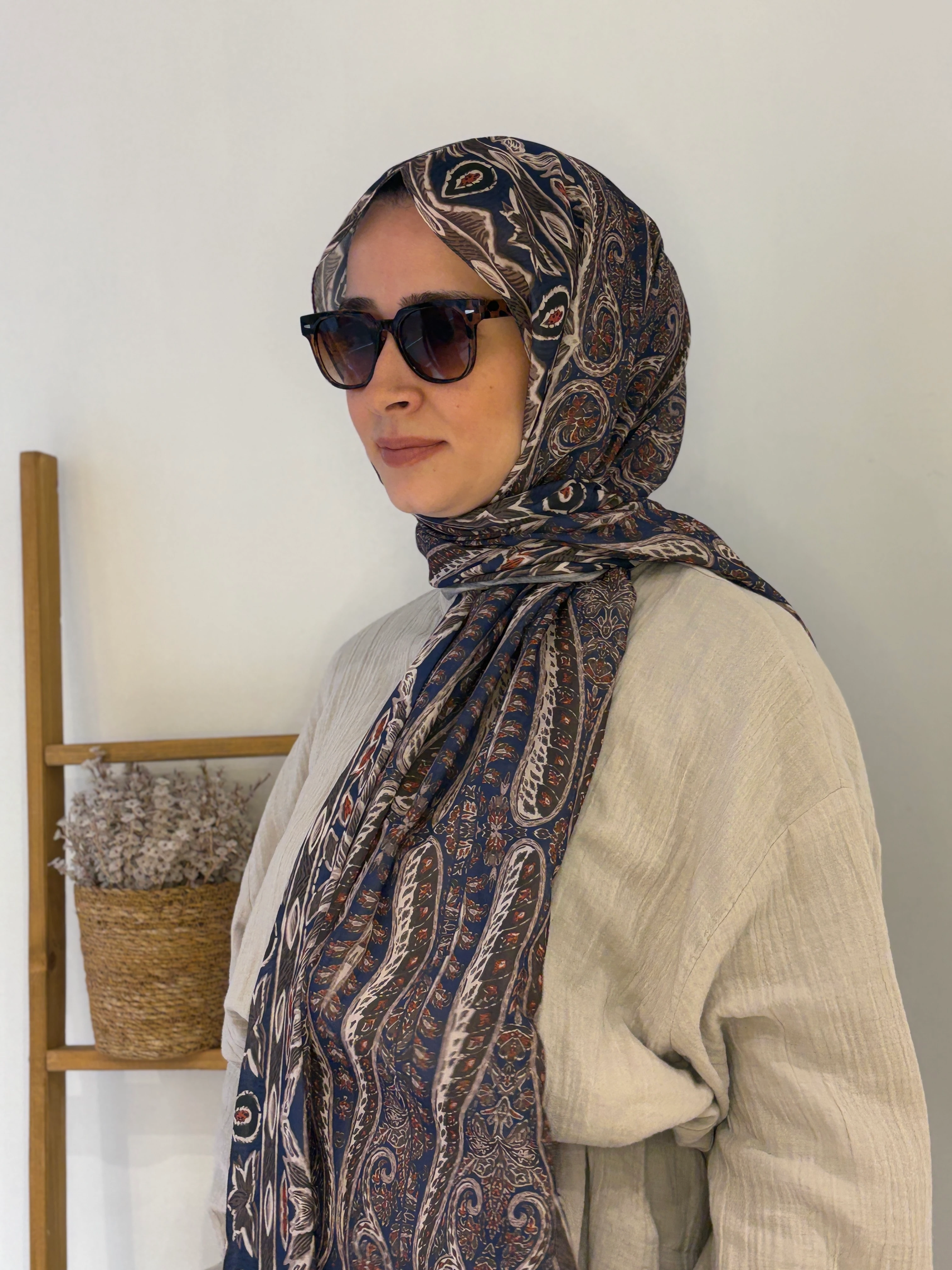 Locella Pamuk Vual  Şal - Mavi