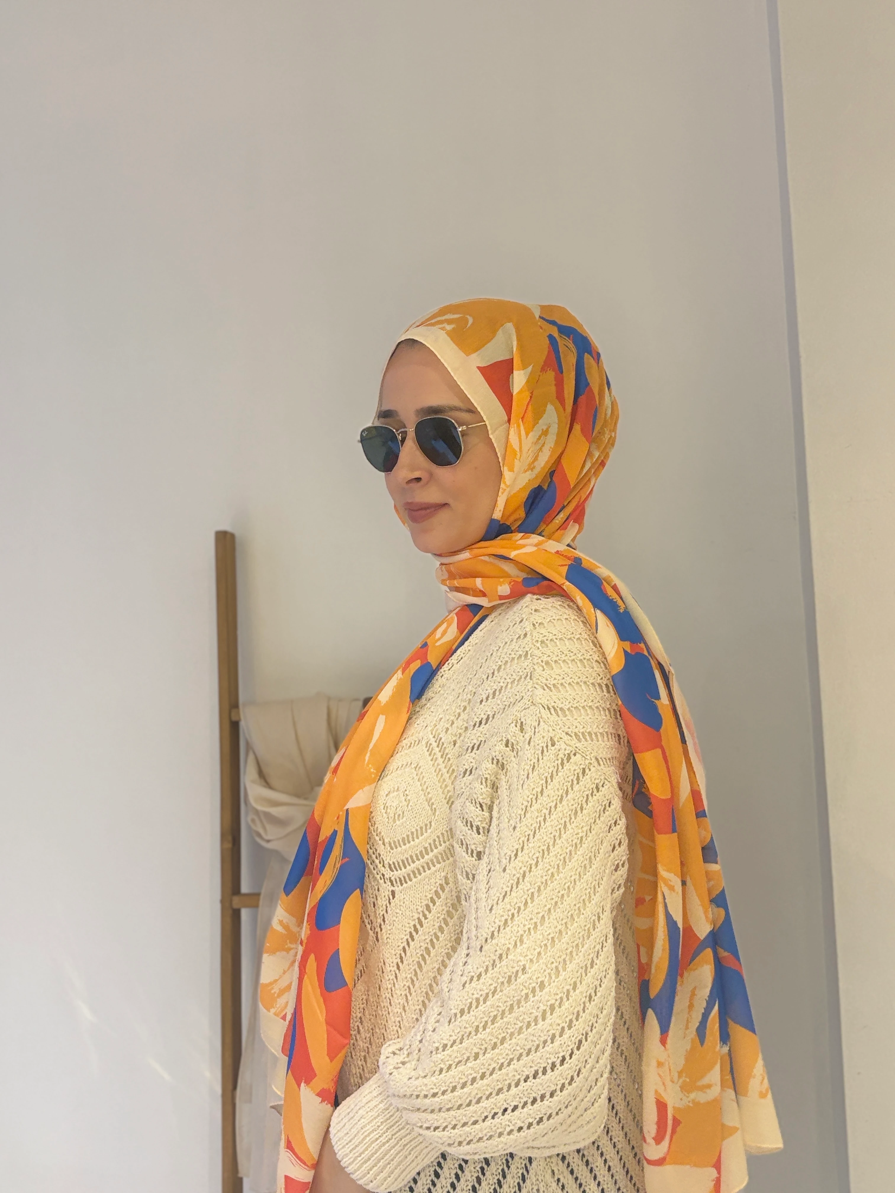 İpekhan Soft Şal - Turuncu-Mavi