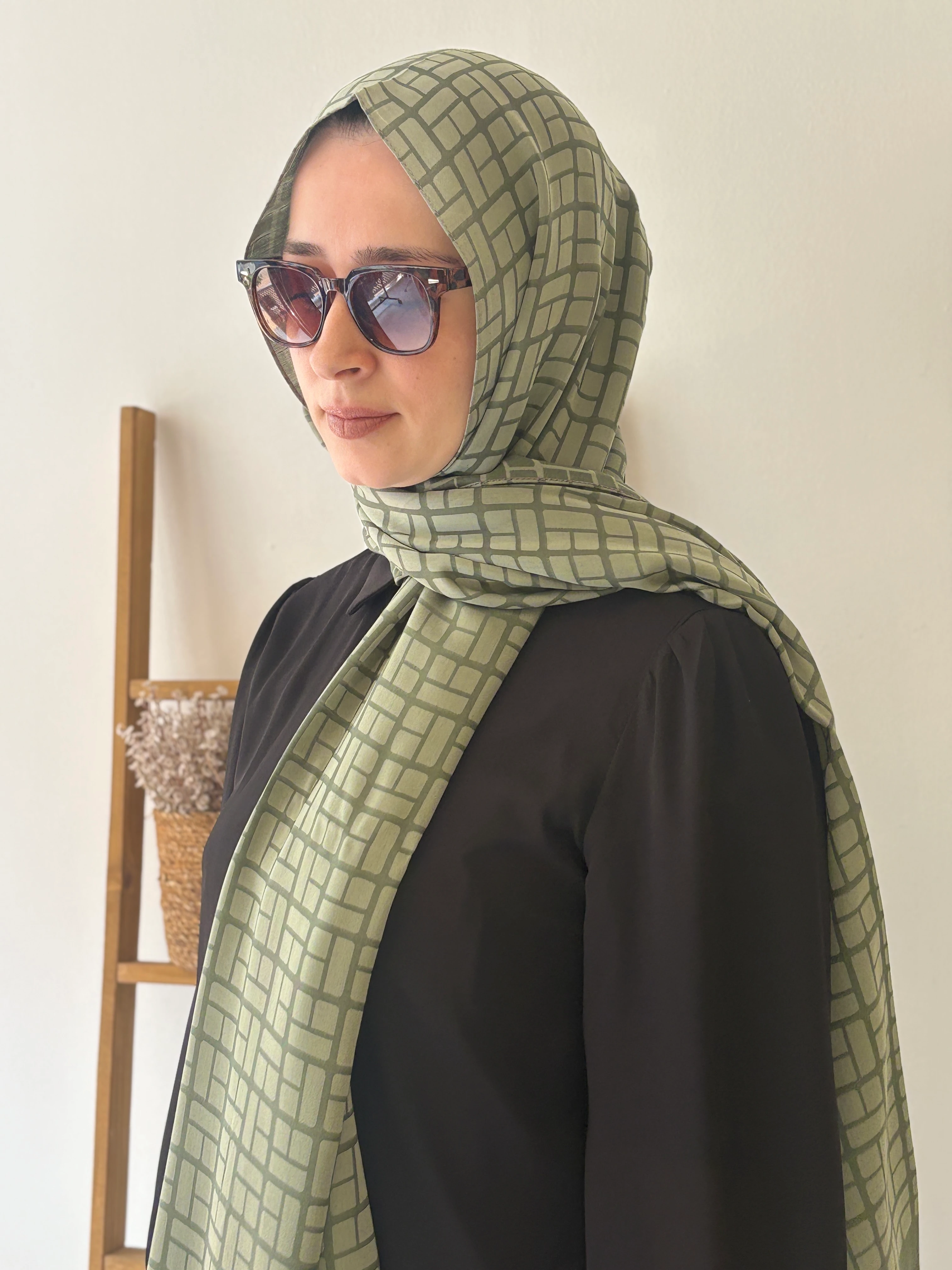 Belli Elosia Şal - Açık Gri-Yeşil