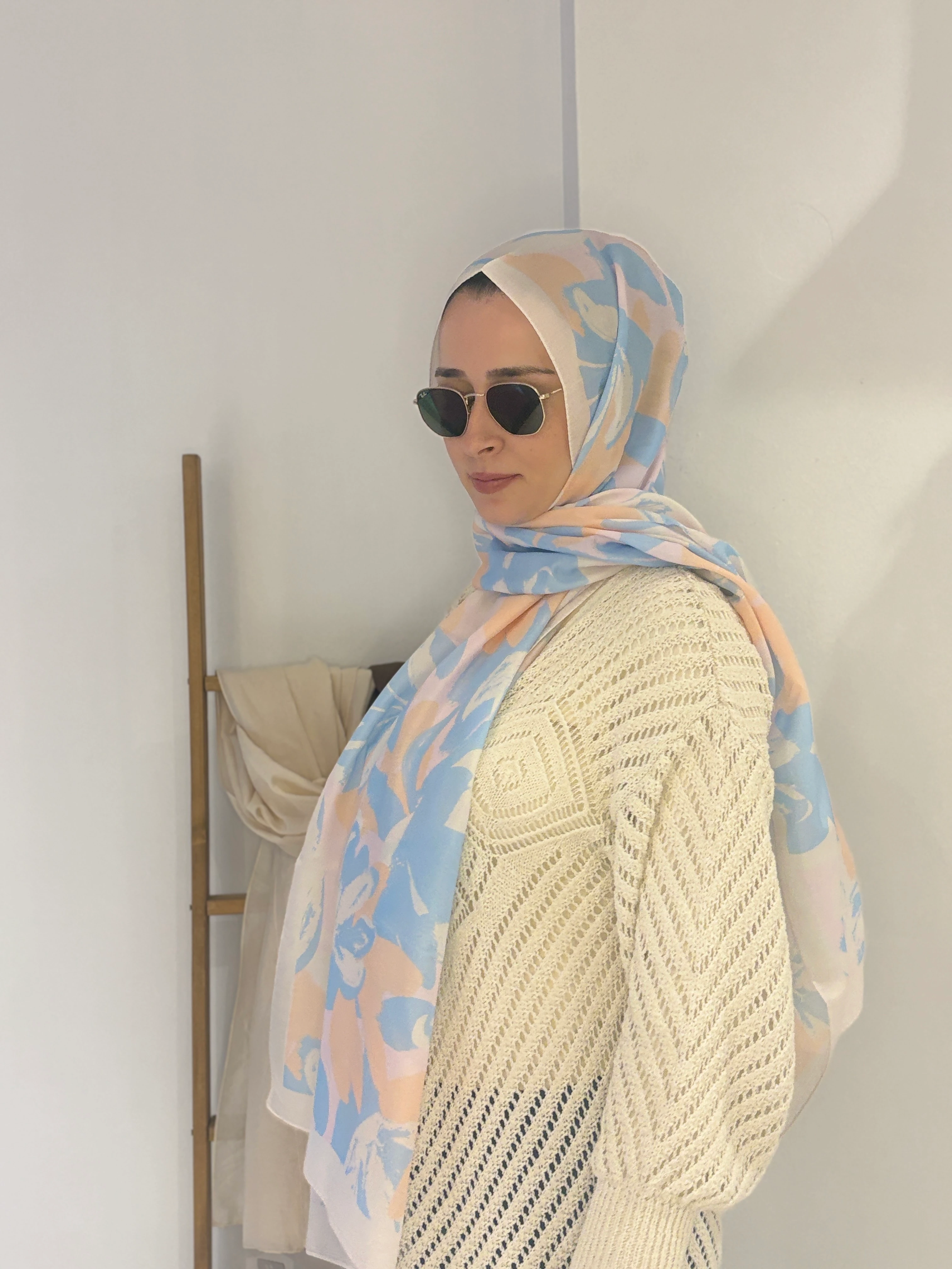 İpekhan Soft Şal - Tozpembe-Mavi