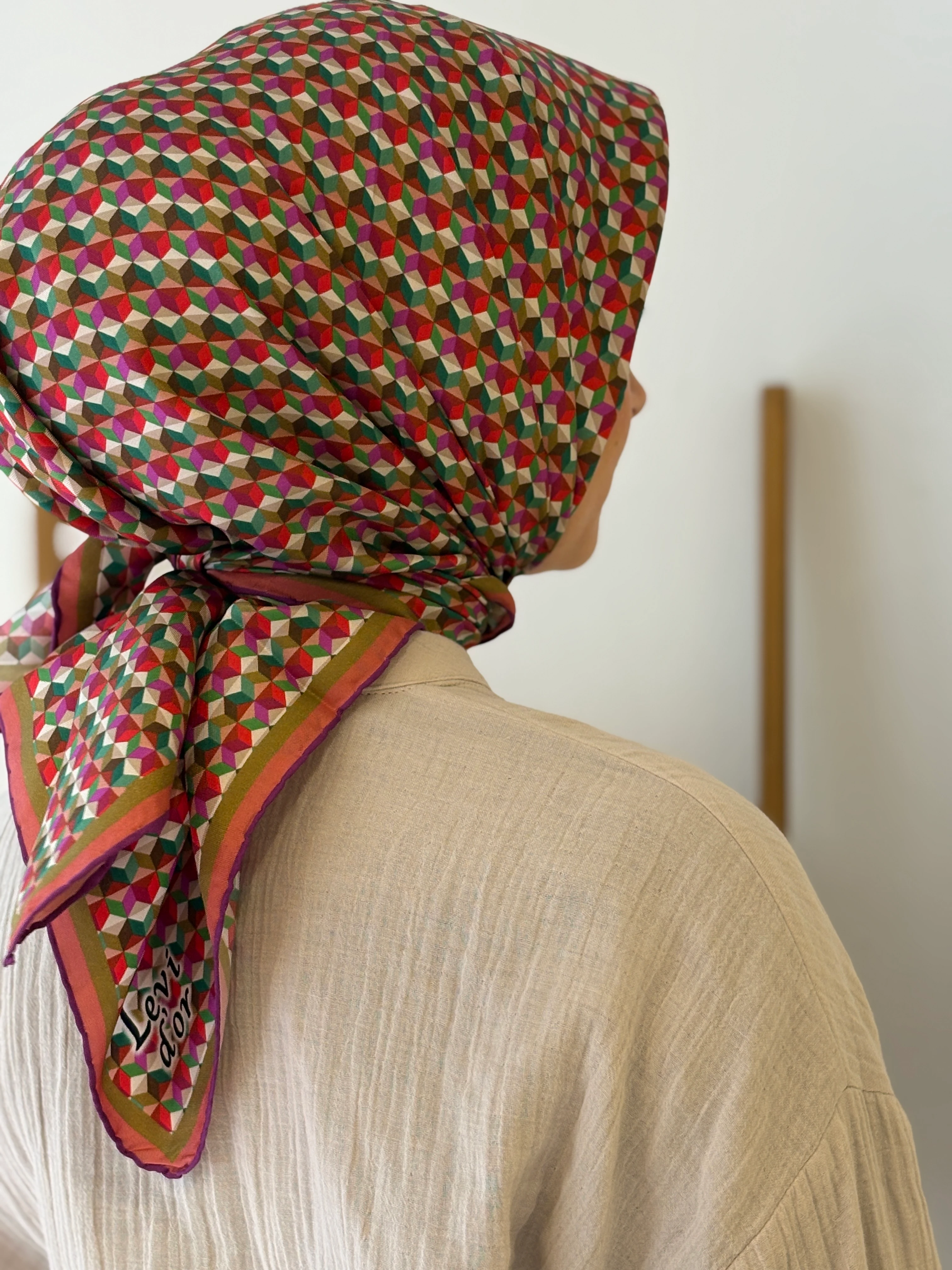 Levidor twill İpek Eşarp - Yeşil-Somon