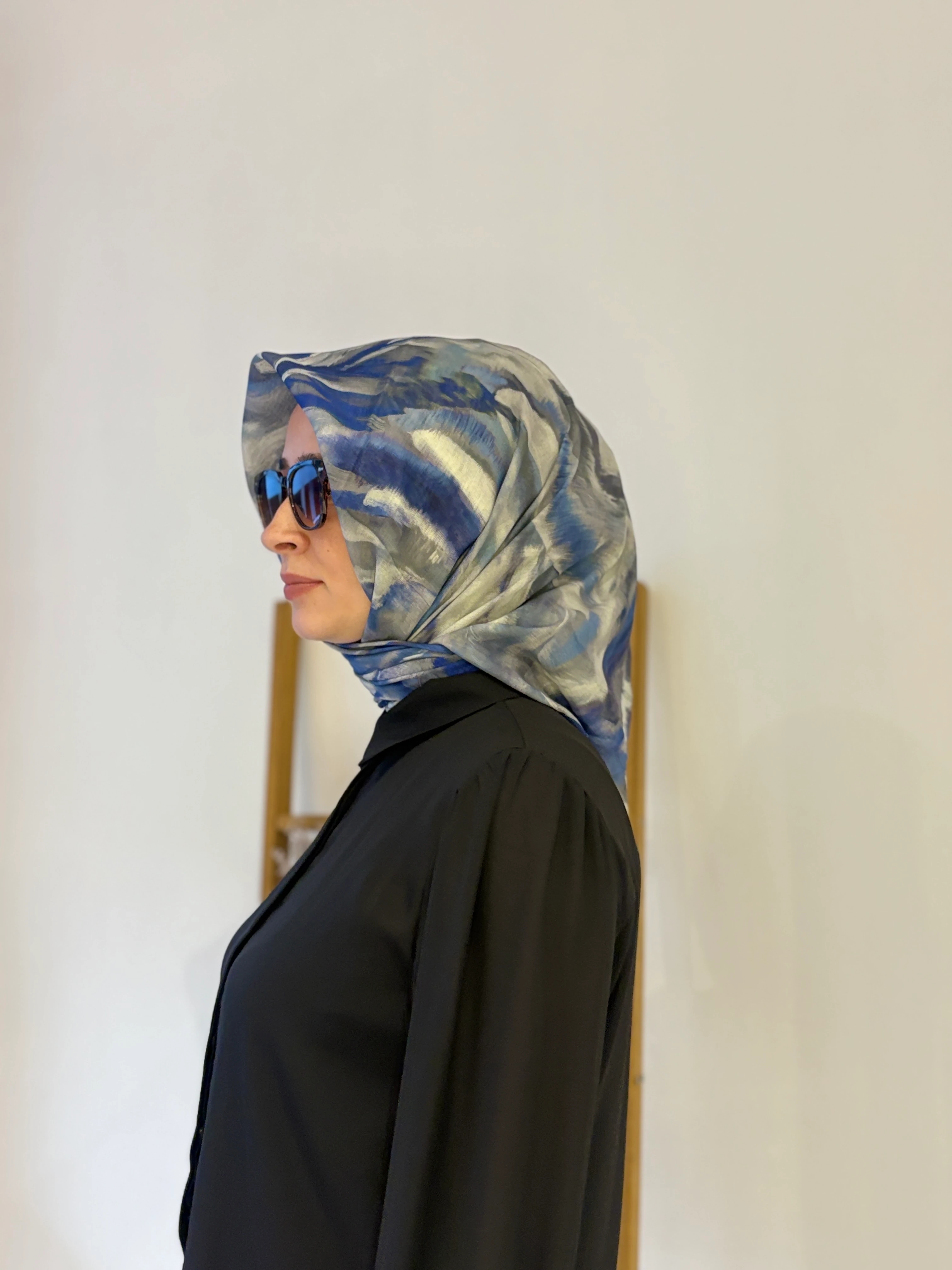 Locella Soft Eşarp - Lacivert-dal desen