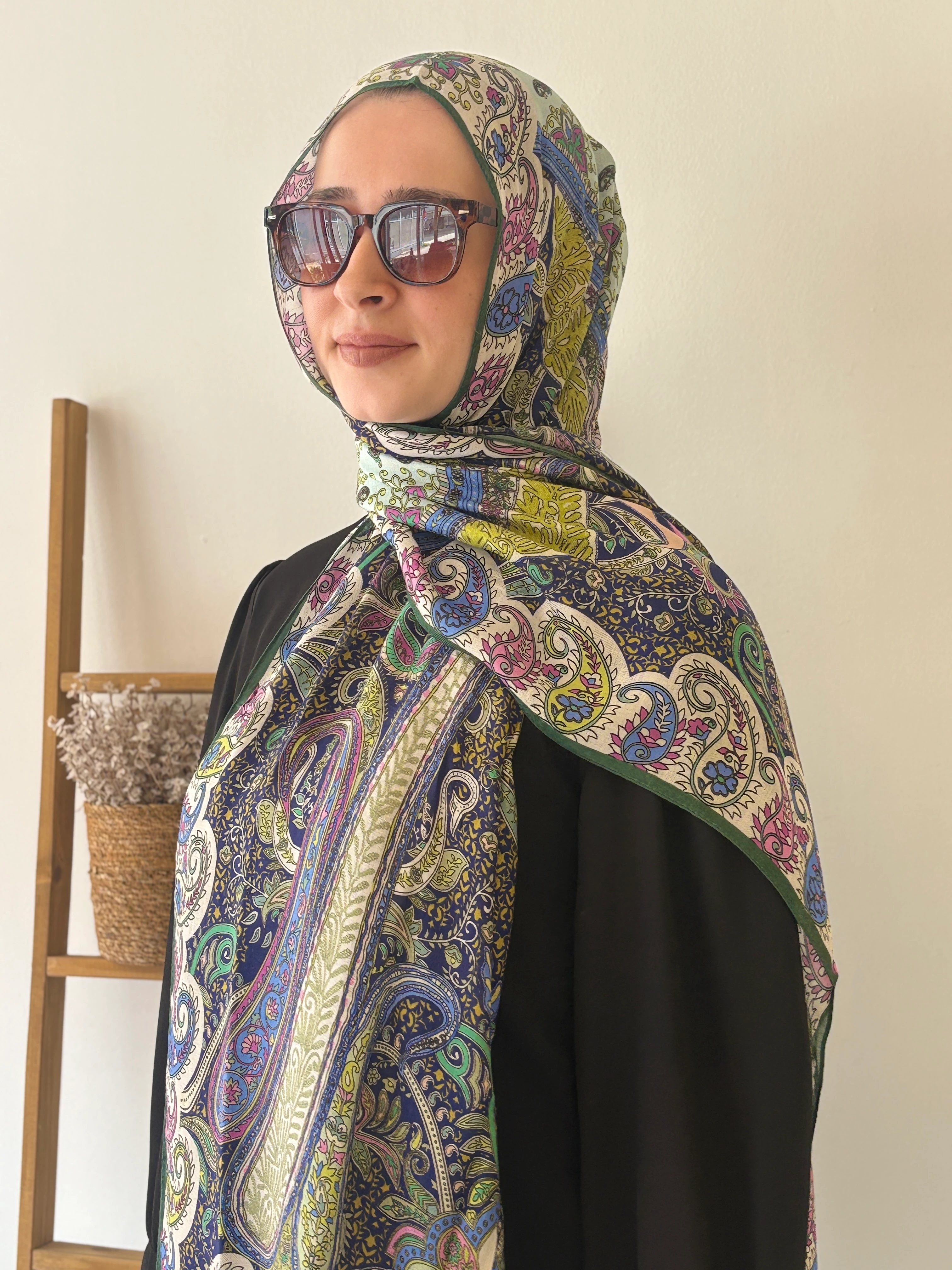 Şalland İpek Kaşmir - Açık Gri-Yeşil