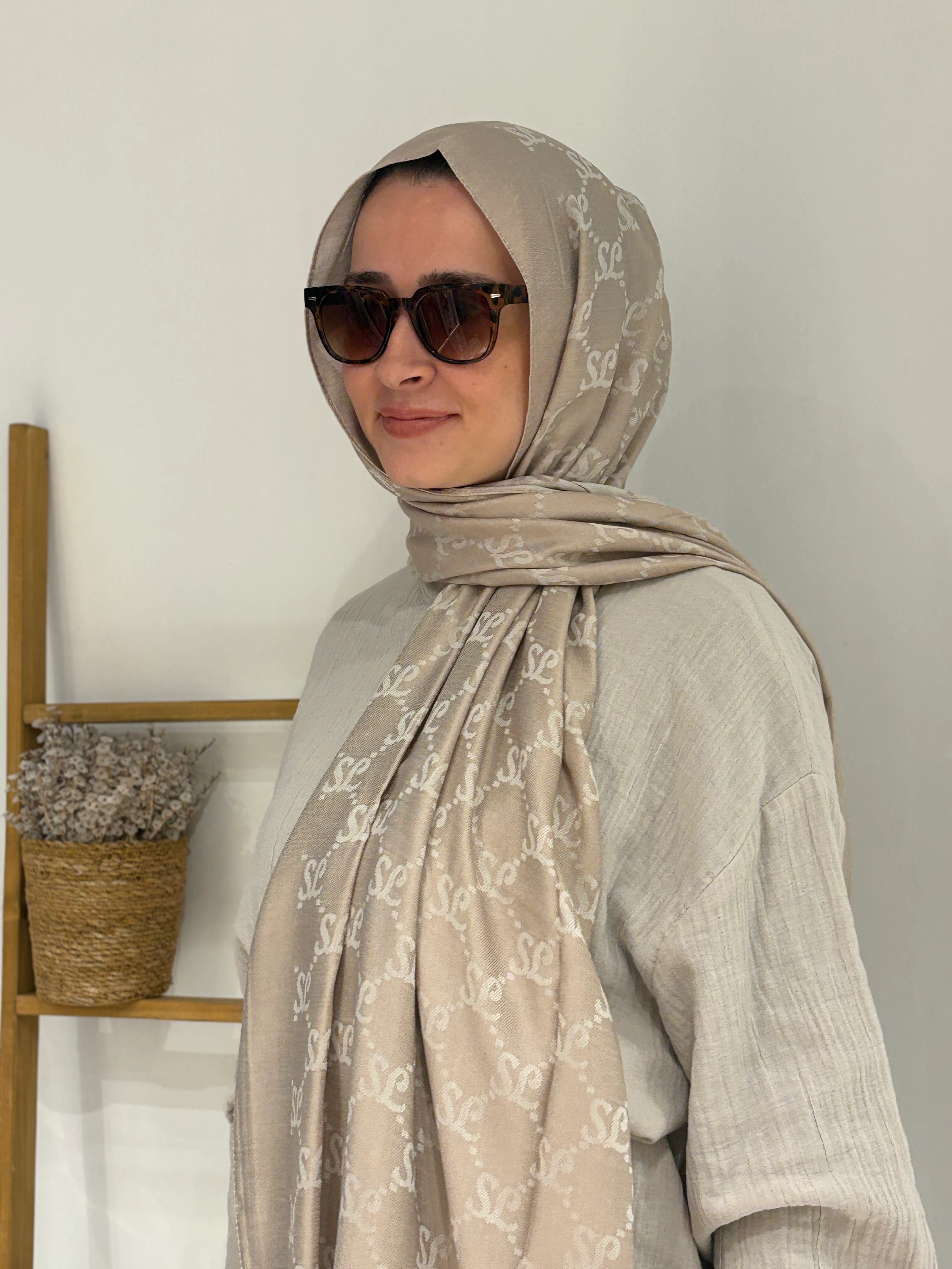 Şalland Yün Kaşmir Şal - Bej